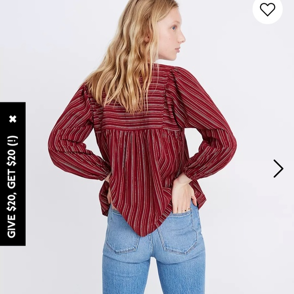 Madewell Swingy Peasant Top in Metallic Stripe XS - Picture 7 of 11